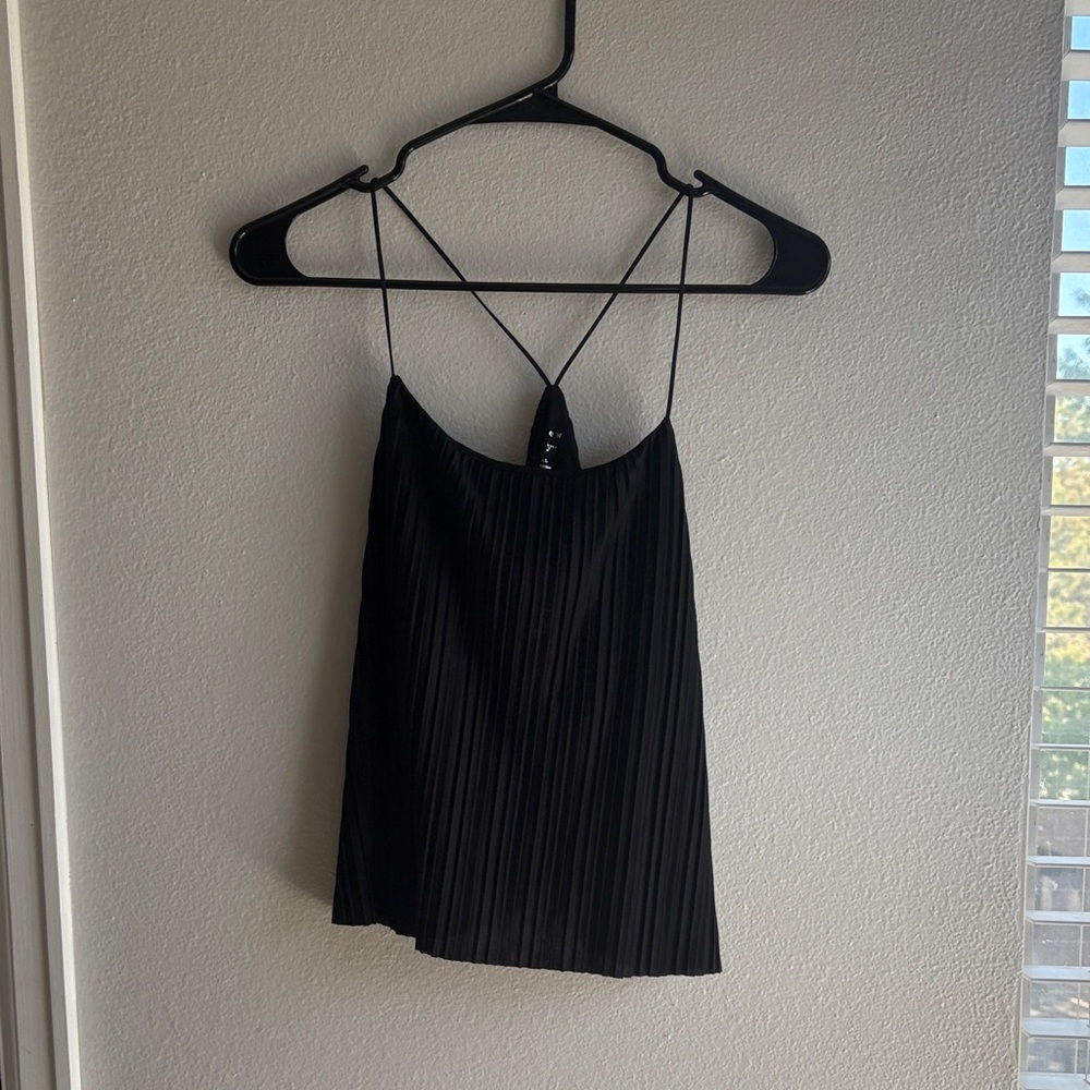 a new day Black Pleated Spaghetti Strap Cami